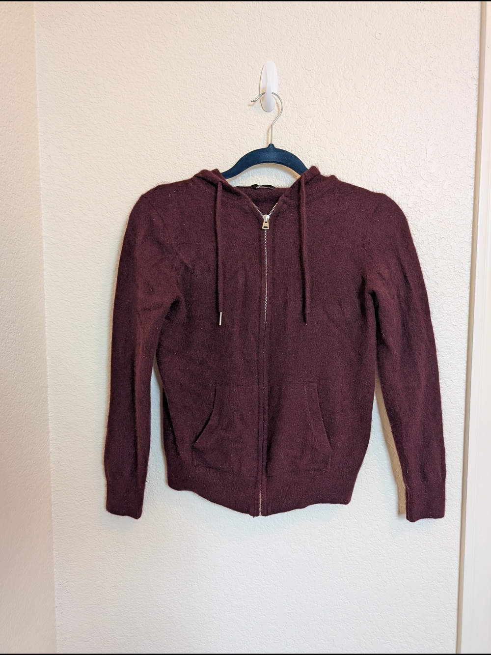 Quince Mongolian Cashmere Full-Zip Hoodie Sweater Purple Size Medium